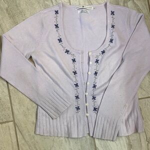 Tommy Hilfiger Light Purple Cardigan with Navy Embroidery